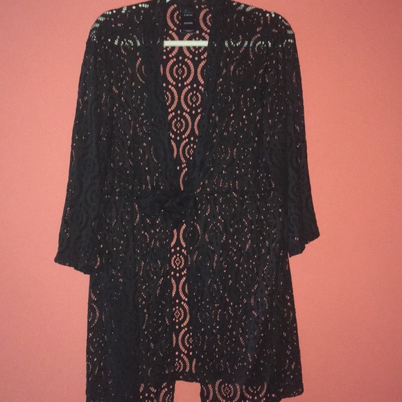 Catalina Tops - Black swimsuit coverup/ kimono